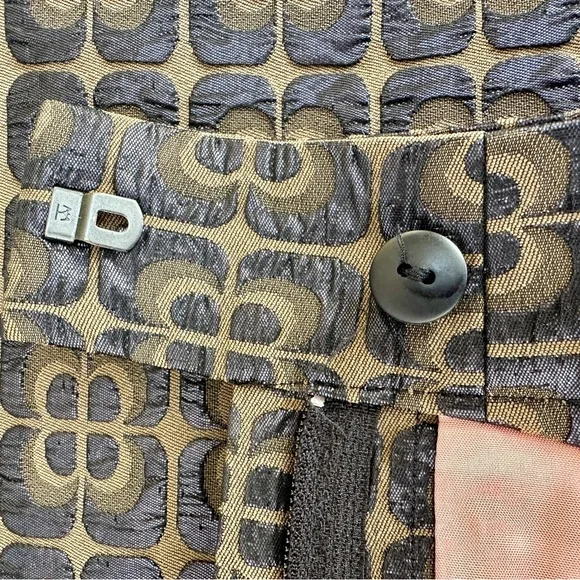 Gorgeous Orla Kiely Navy Olive Crop Jacquard Pants UK8 US4 NWOT - Picture 2 of 8